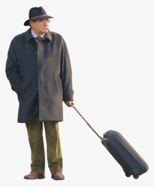 A Man Walking With His Arm Around His Girlfriend, Trying - Man With Luggage Png #1334042