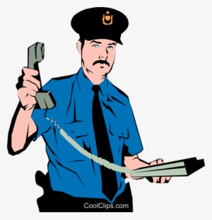 Policeman Royalty Free Vector Clip Art Illustration - Police On Phone Clipart #1334142