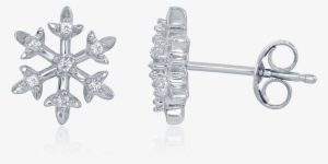 Enchanted Disney's Elsa Sterling Silver 1/15ctw Diamond - Elsa Snowflake Diamond Stud Earrings #1334941