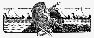 Artistic Depiction Of A Norseman Carving A Runestone - Viking Art Png #1335153