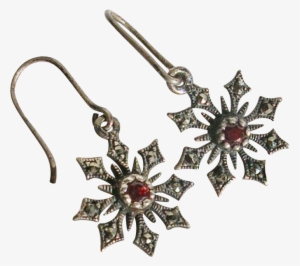 Sterling Silver Snowflake With Marcasite And Garnet #1335516