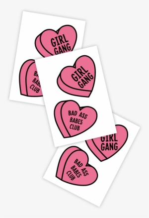 Girl Gang And Bad Ass Babes Club Pink Hearts Temporary - Girl Gang Tattoo #1337505