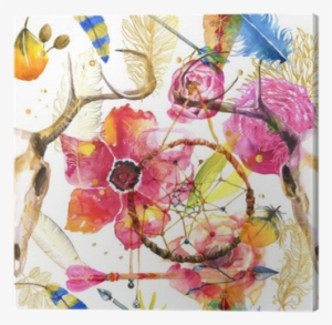 Seamless Pattern In Boho Style Canvas Print • Pixers® - Color Crush- Fuchsia A5 Personal Planner Kit #1340585