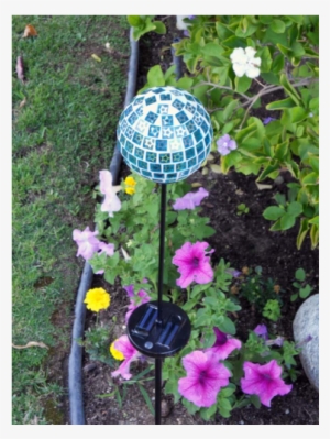 Solar Powered Mosaic Glass Blue Ball Color Changing #1343509