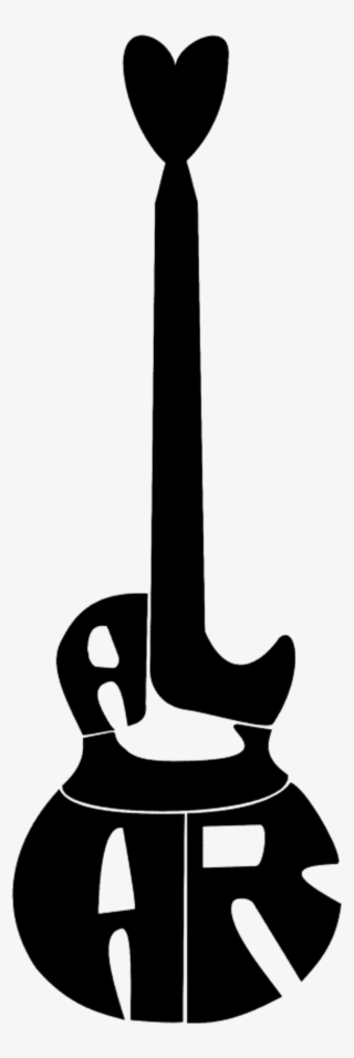 Black Colored Heart Head Guitar Tattoo - Guitarra Desenho Sem Fundo #1346537