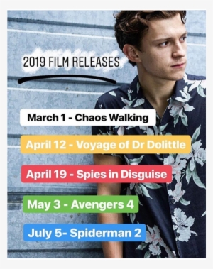 Upcoming 2019 Tom Holland Film Releases - Spider-man #1350239