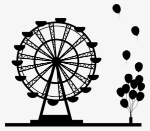 Drawing Black Balloon Transprent - Ferris Wheel Silhouette Png #1351106