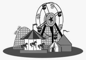Carnival Clipart Carnival Themed - Amusement Park Clipart Black And White #1351486