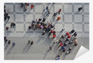 Crowd Of People In Center Of Town, Top View Sticker - Crowds City #1353065