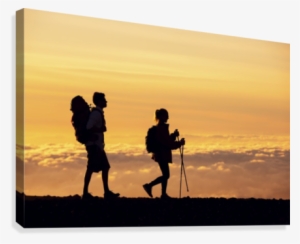 Silhouettes Of Two Hikers With Backpacks Walking At - Trekking #1353863
