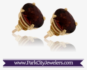 Oval Red Garnet Stud Earrings - Mocha Diamond And Diamond Stackable Band #1355791
