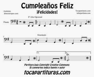 Partitura De Cumpleaños Feliz Para Trombón, Tuba Elicón - Partitura Cumpleaños Feliz Trombon #1357112