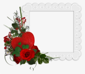 Beautiful White Transparent Frame With Hearts And Red - Beautiful Rose Flower Frames #1357159