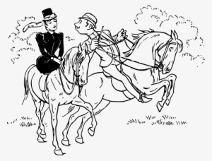 Horse Tack Equestrian Drawing Pony - 2 People Riding Horse Drawing #1357693