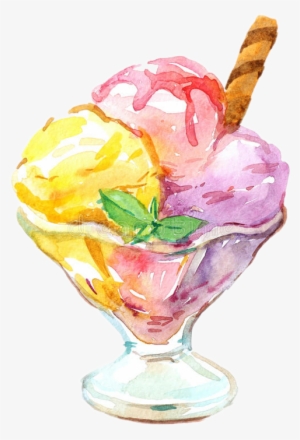 Watercolor Ice Cream Sundae #1358532