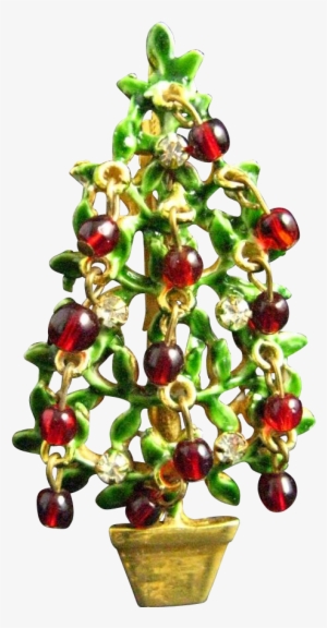 Original By Robert Red Glass Clear Rhinestone Topiary - Christmas Tree #1359161