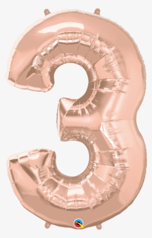Rose Gold Number - Number Three Gold Foil Balloon #1360251