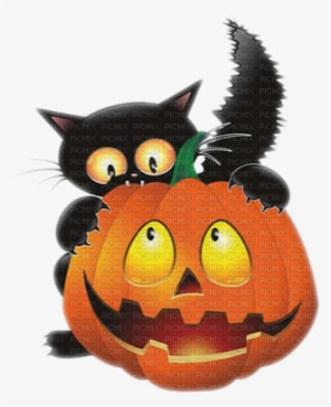 Black Cat Halloween Pumpkin Chat Noir - Halloween Black Cat #1364226
