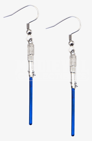 Star Wars Blue Lightsaber Dangle Earrings - Star Wars: Blue Titanium Plated Lightsaber Earrings #1364229