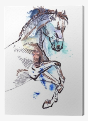 Leaping Horse Black And Copper On A - Watercolor Painting #1365950