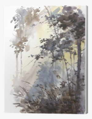 Watercolor Hand Painted Abstract Landscape, Deep Forest, - Watercolor Painting #1373656
