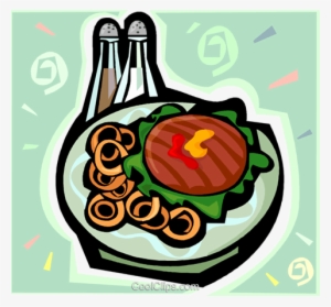 Hamburger And Onion Rings Royalty Free Vector Clip - Healthy Diet #1374583