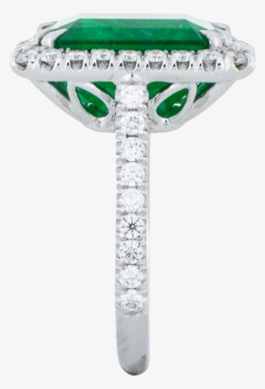 Emerald Diamond Halo Ring White Gold Sbg Los Angeles - Emerald #1374911