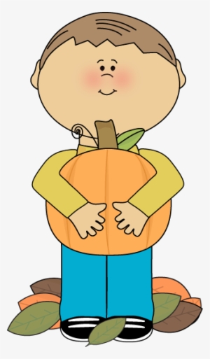 Boy Holding A Pumpkin - Clip Art #1375463