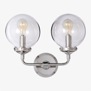 Bistro Double Light Curved Sconce In Polished Ni #1375522