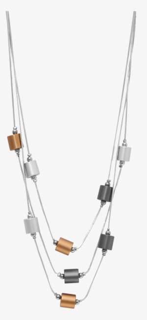 Thelma Triple Necklace With Rose Gold Plate - Coffee #1376506