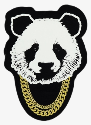 Png Black And White Poo Panda Rap Music Gold Blackandwhite - Panda With Gold Chain #1380438