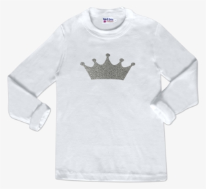 Silver Sparkle Princess Crown Long Sleeve Jersey T-shirt - Silver Crown On Shirt #1383390