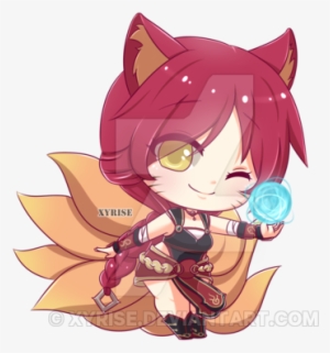 Foxfire Ahri By Xyrise On Deviantart Kawaii Chibi, - Lol Chibi Foxfire Ahri #1384061