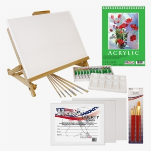 Acrylic Painting Table Easel Set - Us Art Supply Acrylic Painting Set 33 Piece Wood Adjustable #1388294