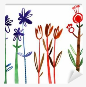 Colorful Floral Collection With Leaves And Flowers, - Watercolor Painting #1388744