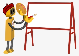 Artist Bot And White Easel - Painting #1389055