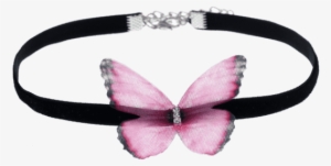 Pink Transparent Choker - Embellished Butterfly Choker Necklace. #1389232