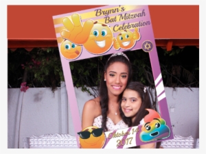 Large Custom Emoji Bat Mitzvah Photo Booth Prop Frame - Birthday #1389466