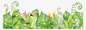 Hand Painted Fresh Leaves Png Transparent - Tropical Leaves Watercolour Clip Art #1390229