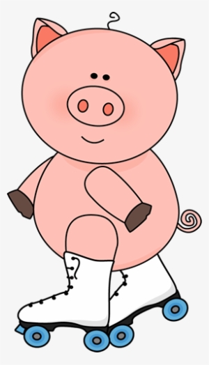 Image Black And White Library Pig In Clip Art Image - Pig On Roller Skates #1392298