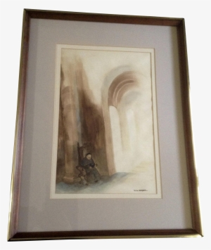 Koepke, Watercolor Painting, Monk Studying In The Halls - Watercolor Painting #1395243