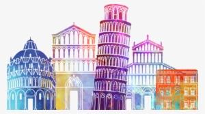 Bleed Area May Not Be Visible - Art Print: Paulrommer's Pisa Skyline Pop, 61x46cm. #1398584