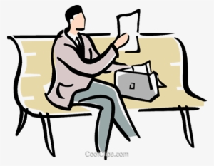 Man Sitting On A Park Bench Royalty Free Vector Clip - Как Нарисовать Сидящего Человека На Скамейке #1399864