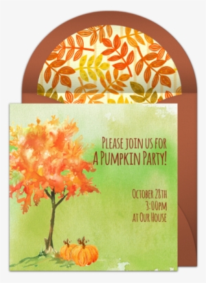 Watercolor Autumn Tree Online Invitation - Maple #140074