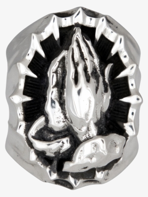 Se-12555 - Praying Hands Silver Men's Ring #140119