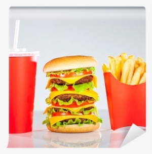 Tasty Hamburger And French Fries Wall Mural • Pixers® - Overstuffed For You Als Ebook Von Cindy Johnson #140213