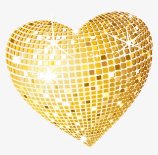 Gold Disco Heart Png Clipart Picture - Gold Heart Transparent Background #142399