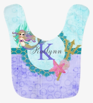 Personalized Monogram Mermaid Polyester Baby Bib - Personalized Monogram Mermaid Round Ornament #143186