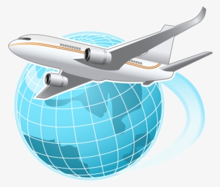 Vector Transparent Download Airplane Vacation Clipart - Globe With Airplane Png #144708