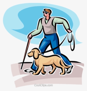 Blind Person Walking Royalty Free Vector Clip Art Illustration - Blind Man With Dog #145342